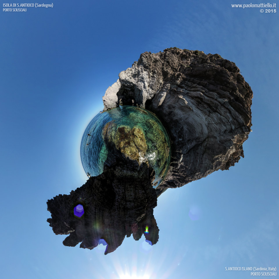panorama stereografico stereographic - stereographic panorama - Sardegna→Isola di S.Antioco | Porto Sciusciau, Grotta delle Sirene, 22.08.2015