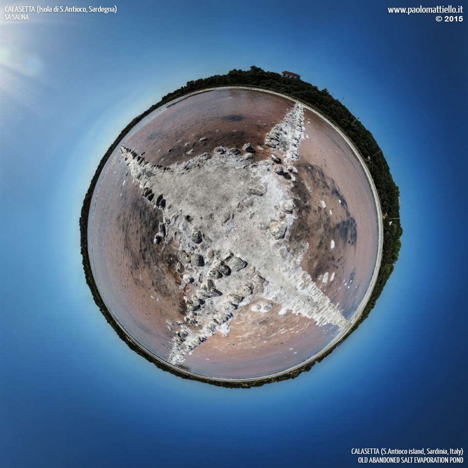 panorama stereografico stereographic - stereographic panorama - Sardegna→Isola di S.Antioco | Calasetta, Sa Salina, vecchia salina, 29.08.2015