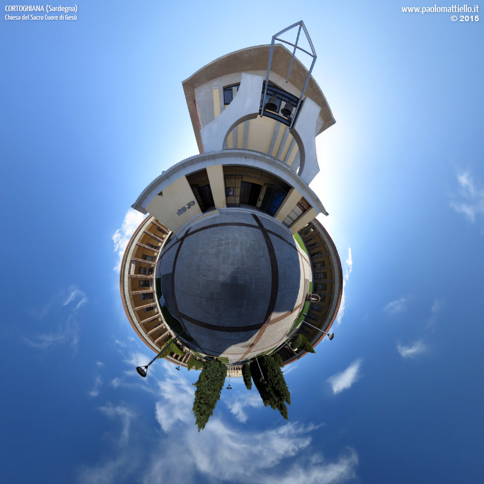 panorama stereografico stereographic - stereographic panorama - Sardegna→Carbonia→Cortoghiana | Chiesa del Sacro Cuore, 27.11.2015
