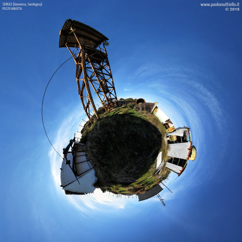 panorama stereografico stereographic - stereographic panorama - Sardegna→Gonnesa→Seruci | Pozzo Ghilotta, abbandonato, 12.12.2015