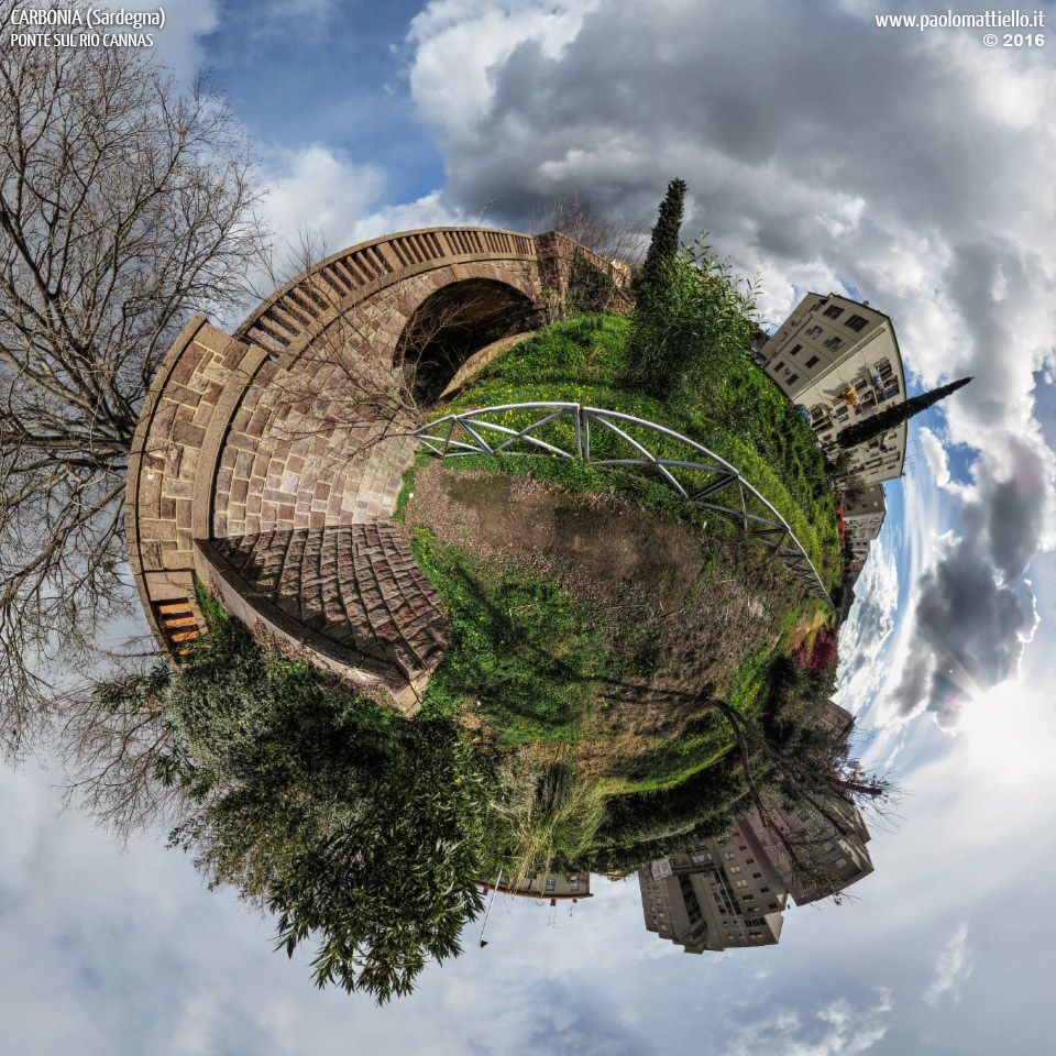 panorama stereografico stereographic - stereographic panorama - Sardegna→Carbonia→Via Cannas | Ponte sul Rio Cannas, 20.01.2016