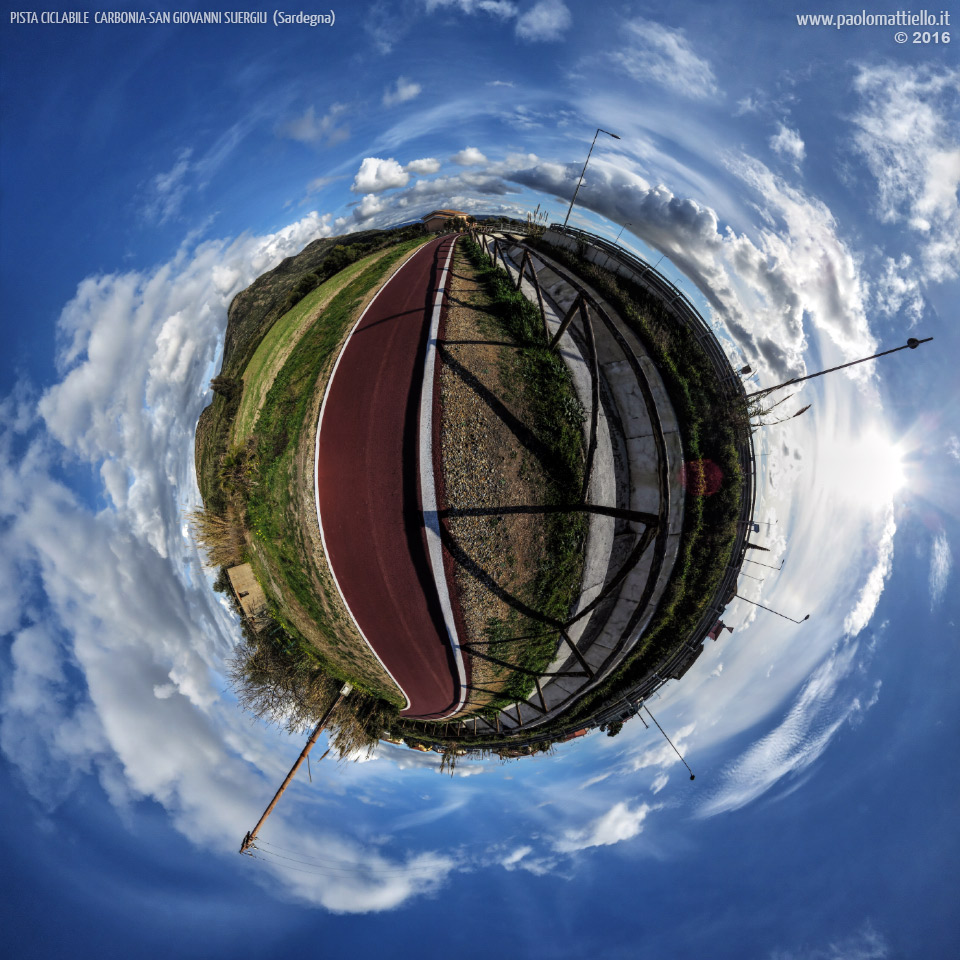 panorama stereografico stereographic - stereographic panorama - Sardegna→Carbonia e S.Giovanni Suergiu | Nuova pista ciclabile, 20.01.2016