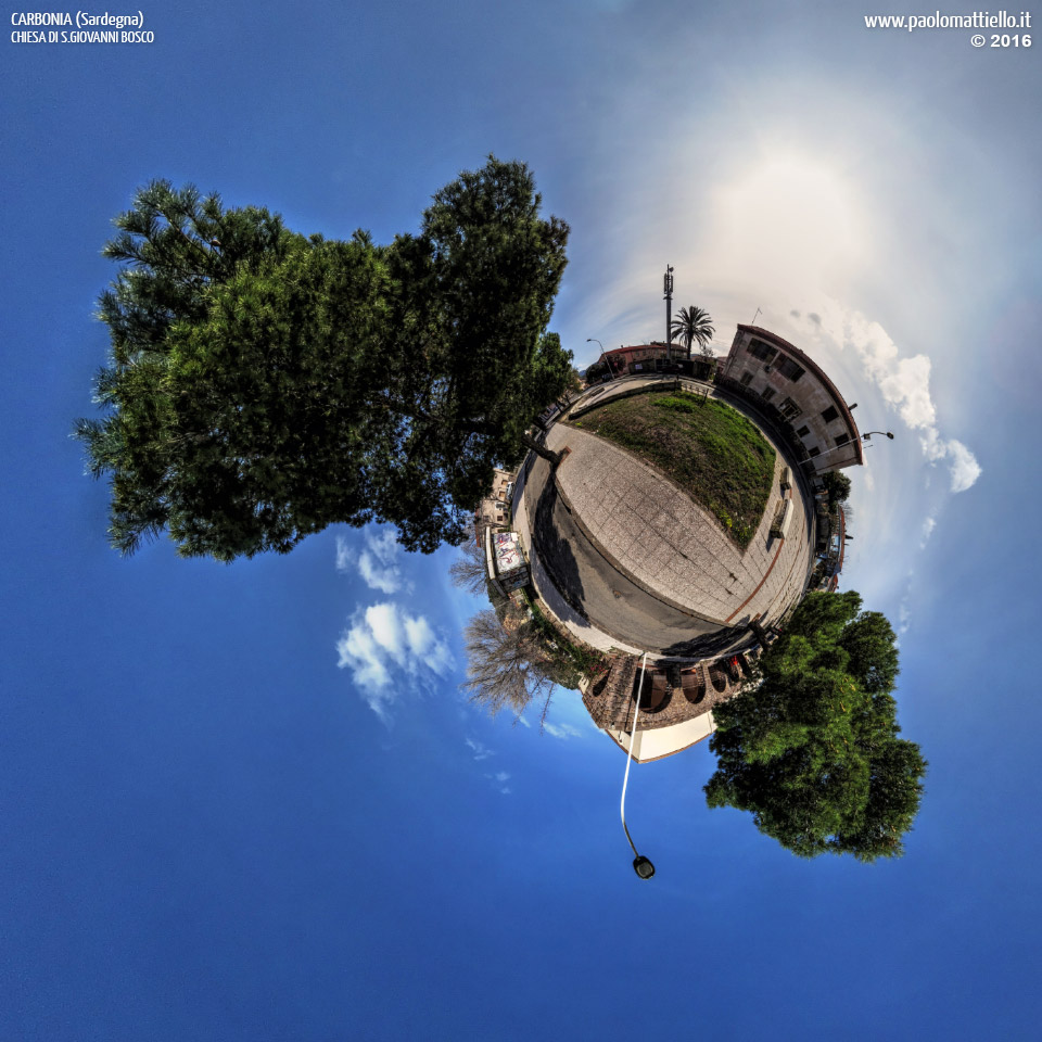 panorama stereografico stereographic - stereographic panorama - Sardegna→Carbonia | Chiesa di San Giovanni Bosco (ex dopolavoro), 06.02.2016