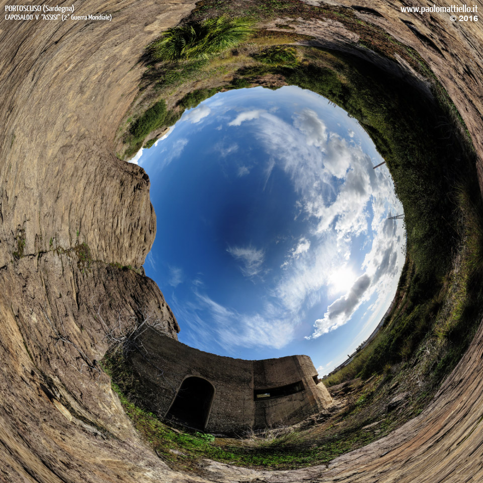 panorama stereografico stereographic - stereographic panorama - Sardegna→Portoscuso | Casamatta del Caposaldo V Assisi, 26.02.2016