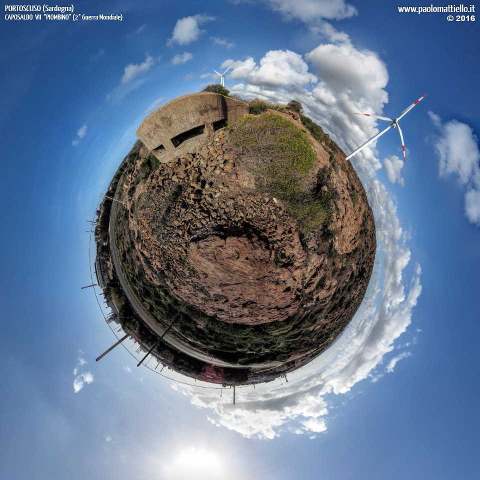 panorama stereografico stereographic - stereographic panorama - Sardegna→Portoscuso | Casamatta del Caposaldo VII Piombino, 04.03.2016