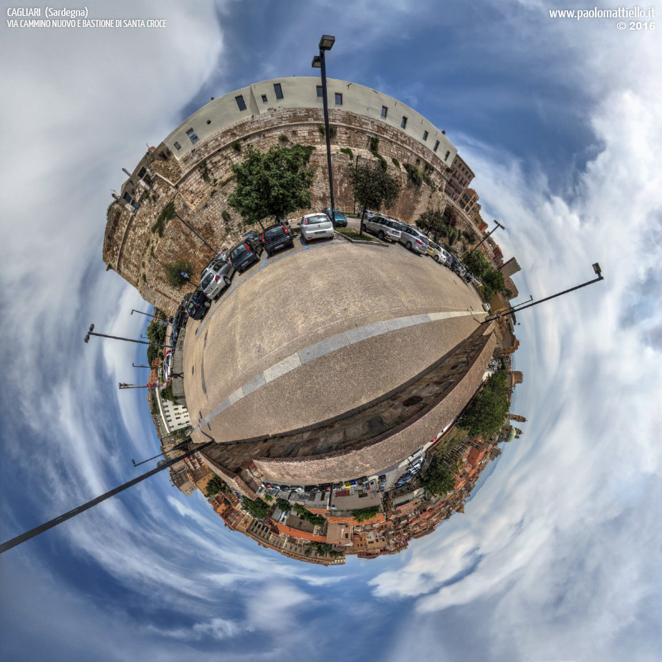 panorama stereografico stereographic - stereographic panorama - Sardegna→Cagliari | Bastione di S.Croce e panorama su Stampace, 18.05.2016