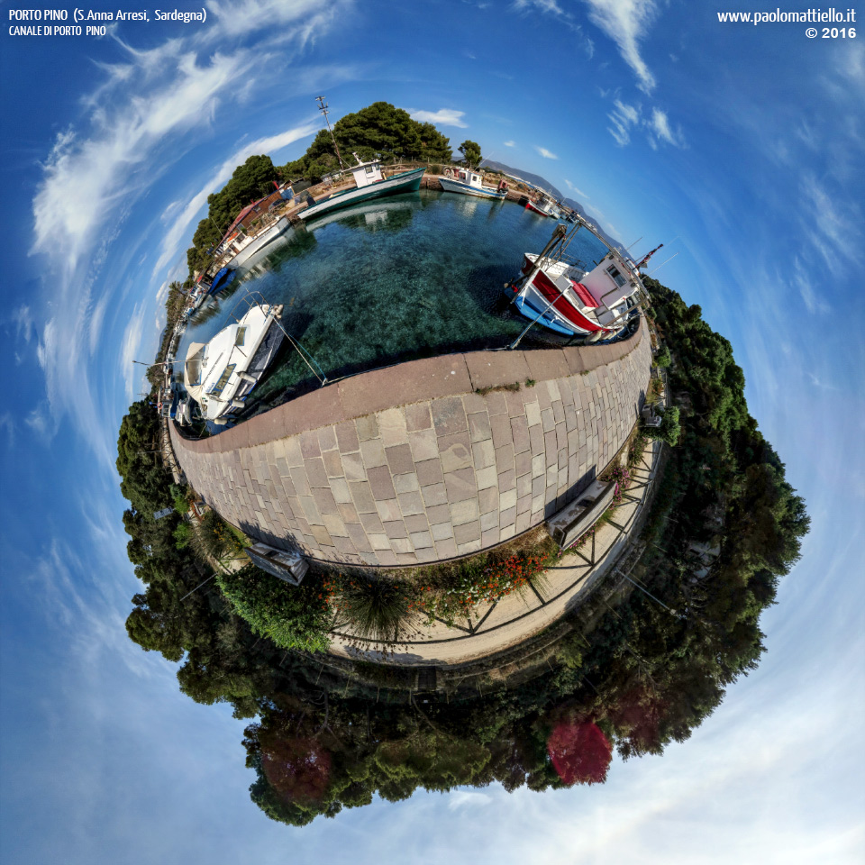 panorama stereografico stereographic - stereographic panorama - Sardegna→S.Anna Arresi→Porto Pino | Canale e barche, 10.06.2016