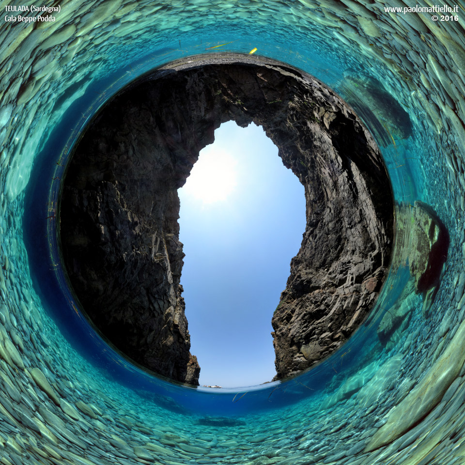 panorama stereografico stereographic - stereographic panorama - Sardegna→Teulada | Cala Beppe Podda, over/under, 30.07.2016