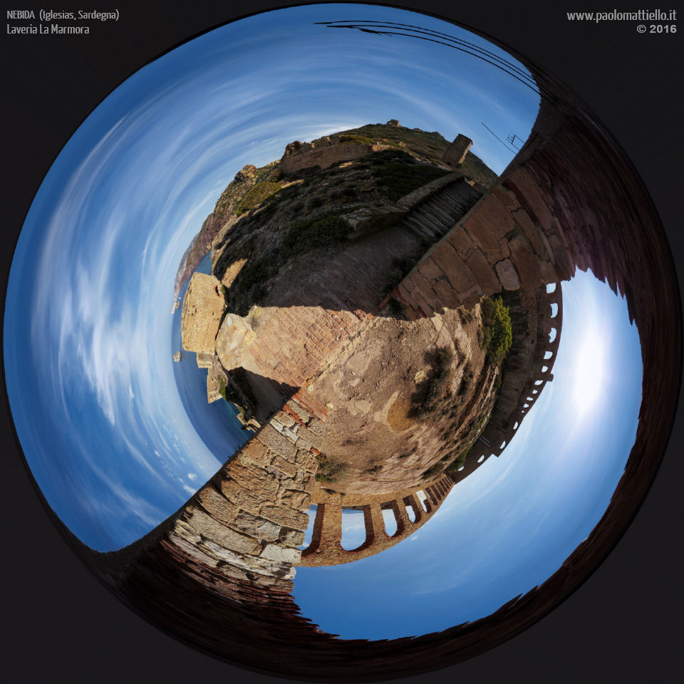 panorama stereografico stereographic - stereographic panorama - Sardegna→Iglesias→Nebida | Laveria La Marmora, archeologia industriale, 14.09.2016