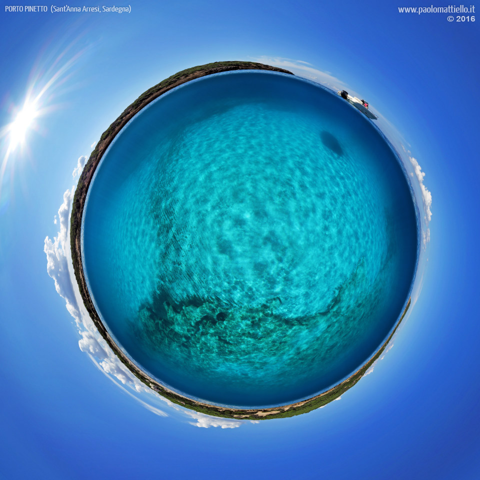 panorama stereografico stereographic - stereographic panorama - Sardegna→S.Anna Arresi→Porto Pinetto | Spiaggia sub over under, 27.09.2016