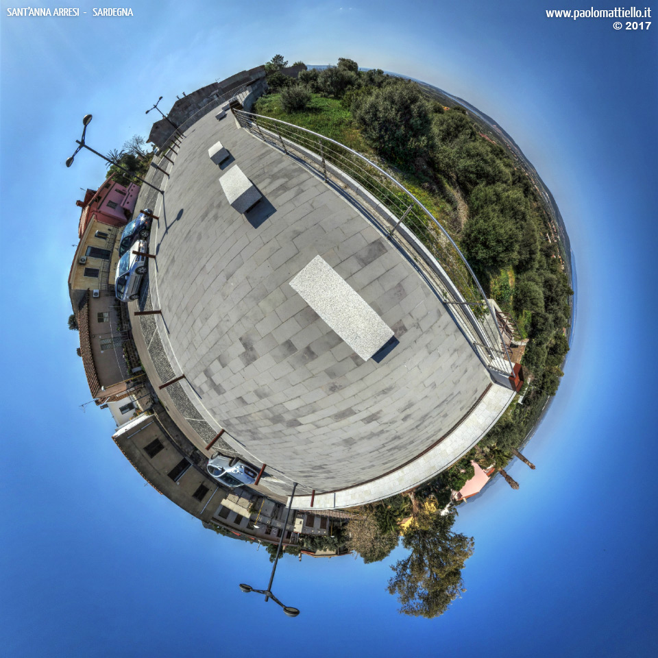 panorama stereografico stereographic - stereographic panorama - Sardegna→S.Anna Arresi | Piazzetta di via Torino con panorama, 16.03.2017