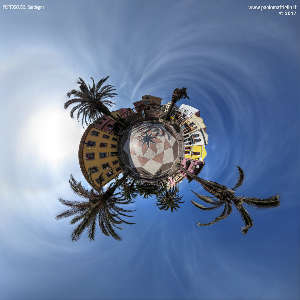 panorama stereografico stereographic - stereographic panorama - Sardegna→Portoscuso | Piazzatta del Municipio e fontana, 05.04.2017