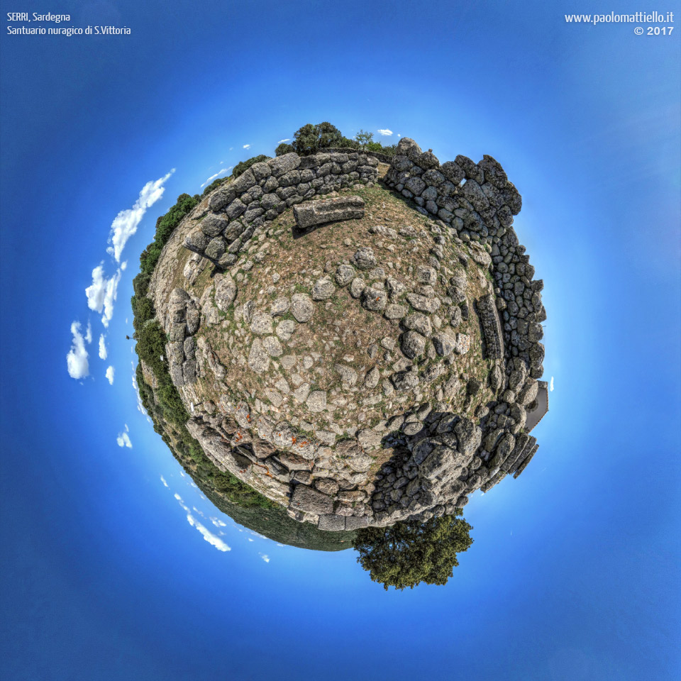 panorama stereografico stereographic - stereographic panorama - Sardegna→Serri | Santuario nuragico di Santa Vittoria,  nuraghe, 07.05.2017
