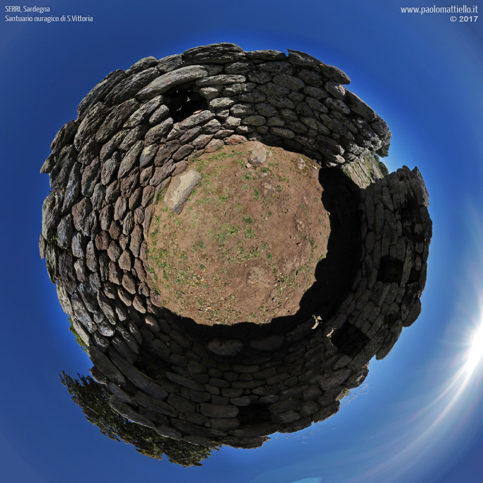 panorama stereografico stereographic - stereographic panorama - Sardegna→Serri | Santuario nuragico di Santa Vittoria, Tempio in antis, 07.05.2017