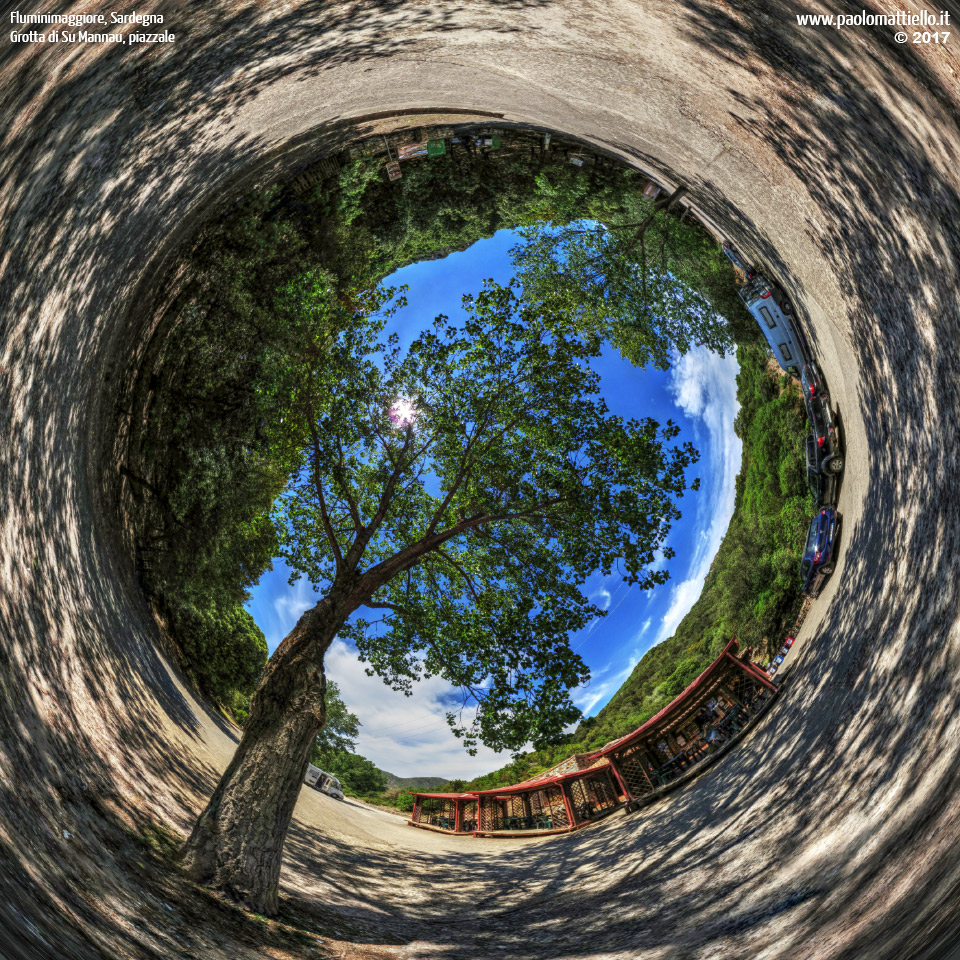 panorama stereografico stereographic - stereographic panorama - Sardegna→Fluminimaggiore | Piazzale della grotta Su Mannau, 18.05.2017