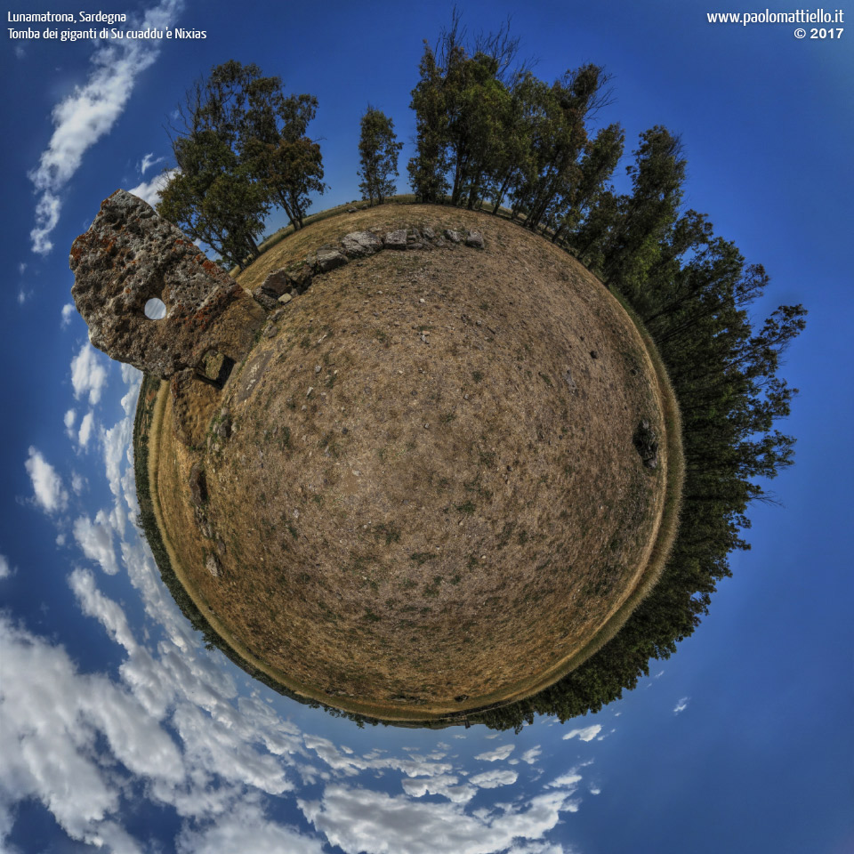 panorama stereografico stereographic - stereographic panorama - Sardegna→Lunamatrona | Tomba dei Giganti Cuaddu 'e Nixias, 26.05.2017