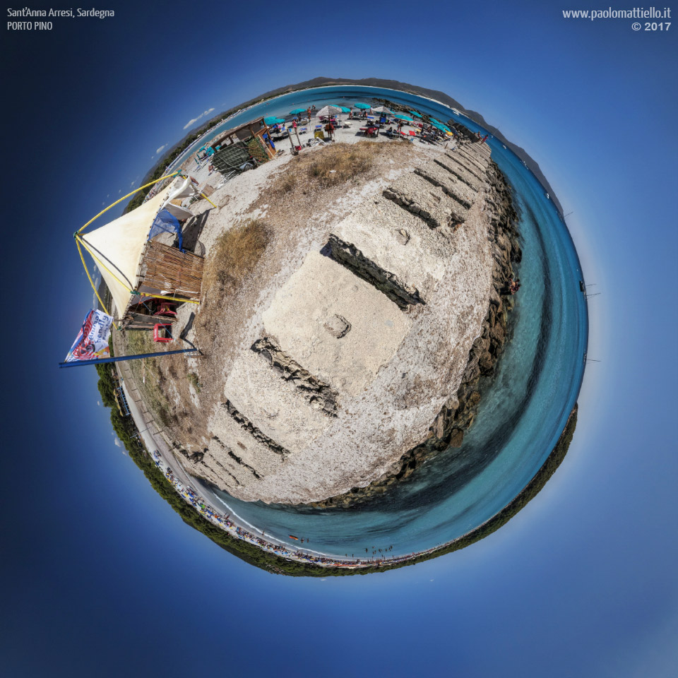 panorama stereografico stereographic - stereographic panorama - Sardegna→S.Anna Arresi | Porto Pino, 1° spiaggia e spiaggia dei cani, 11.08.2017