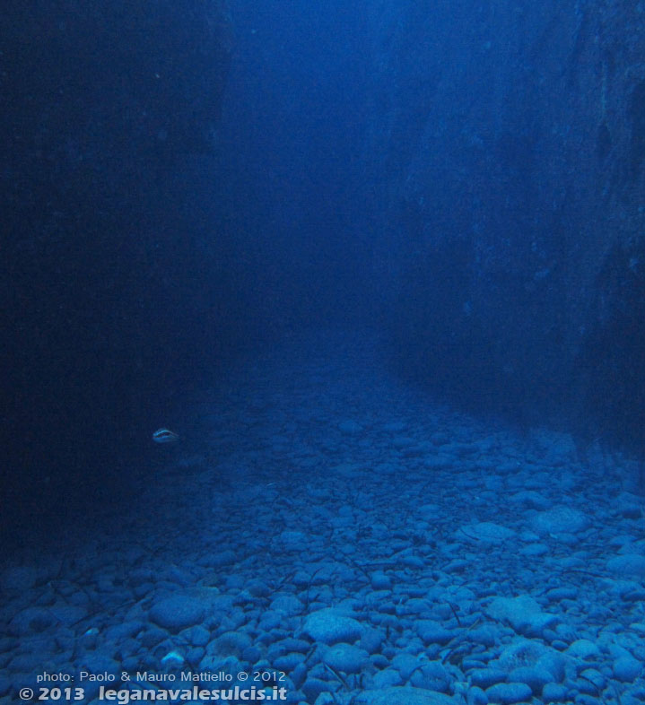 Porto Pino foto subacquee - 2012 - Stretta e scura grotta presso la punta di Cala Piombo