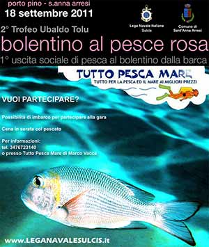 Manifesto gara sociale pesca 2011 porto pino Memorial U.Tolu