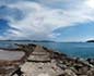 panorama 360° sferico spherical - Porto Pino Molo e spiagge prima della pioggia